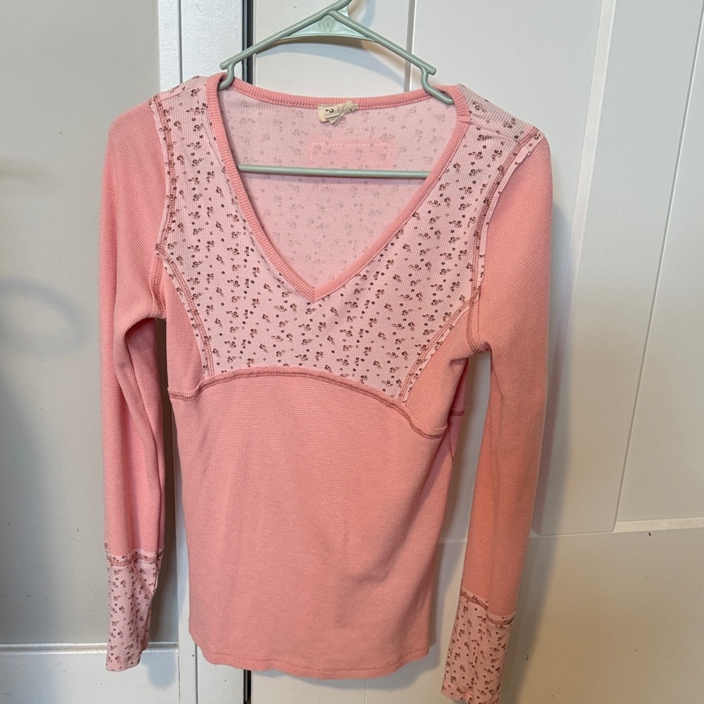 POL Pink Floral Long Sleeve Tee